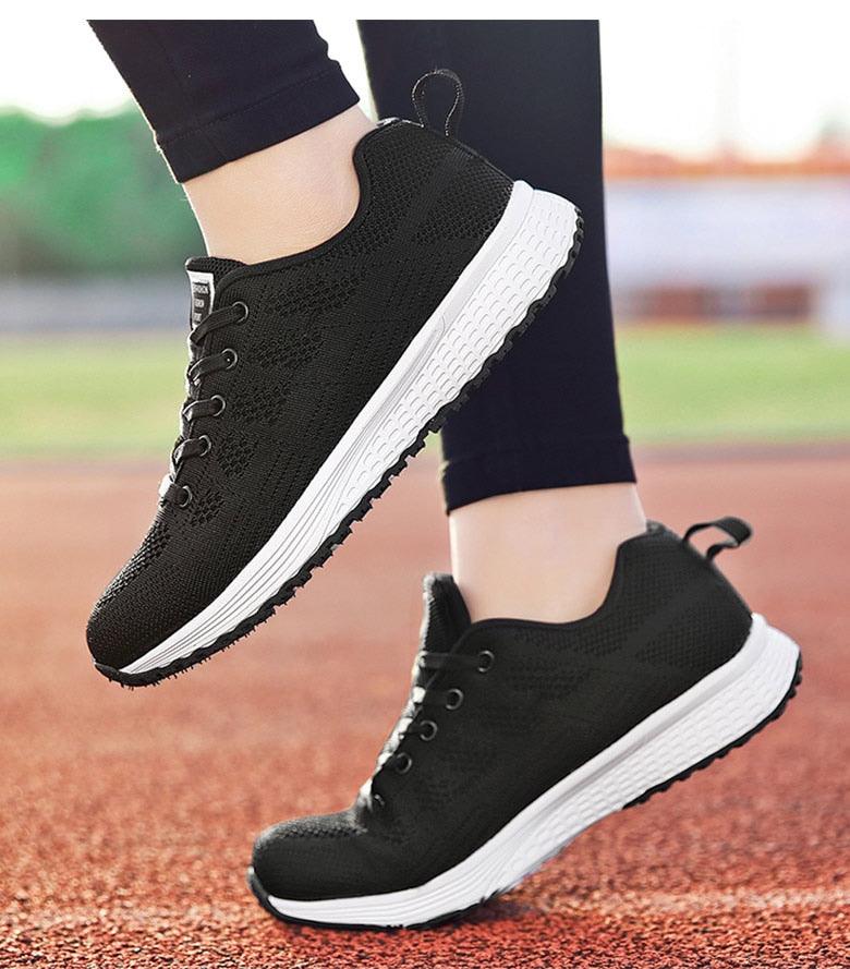 Chaussures décontractées de sport pour femme, à la mode, respirantes, en maille, plates, pour la gym, vulcanisées, pour la marche, légères, confortables et tendance.