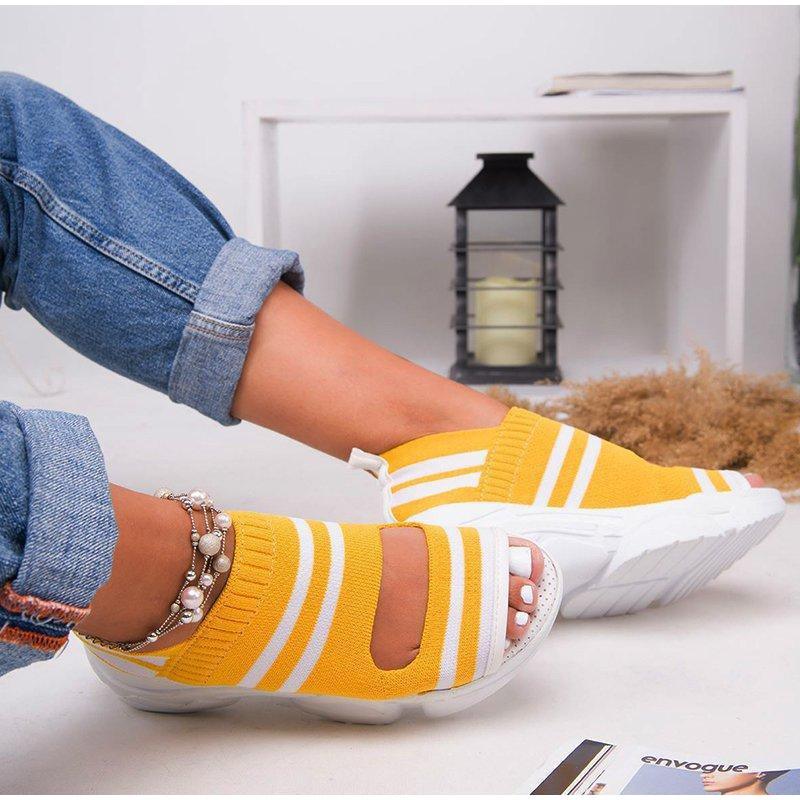 Chaussures confortables de sport pour femmes, sandales à plateforme estivales, chaussures décontractées pour femmes, sandales tricotées à bout ouvert, chaussures d'été pour femmes, baskets élégantes à enfiler.