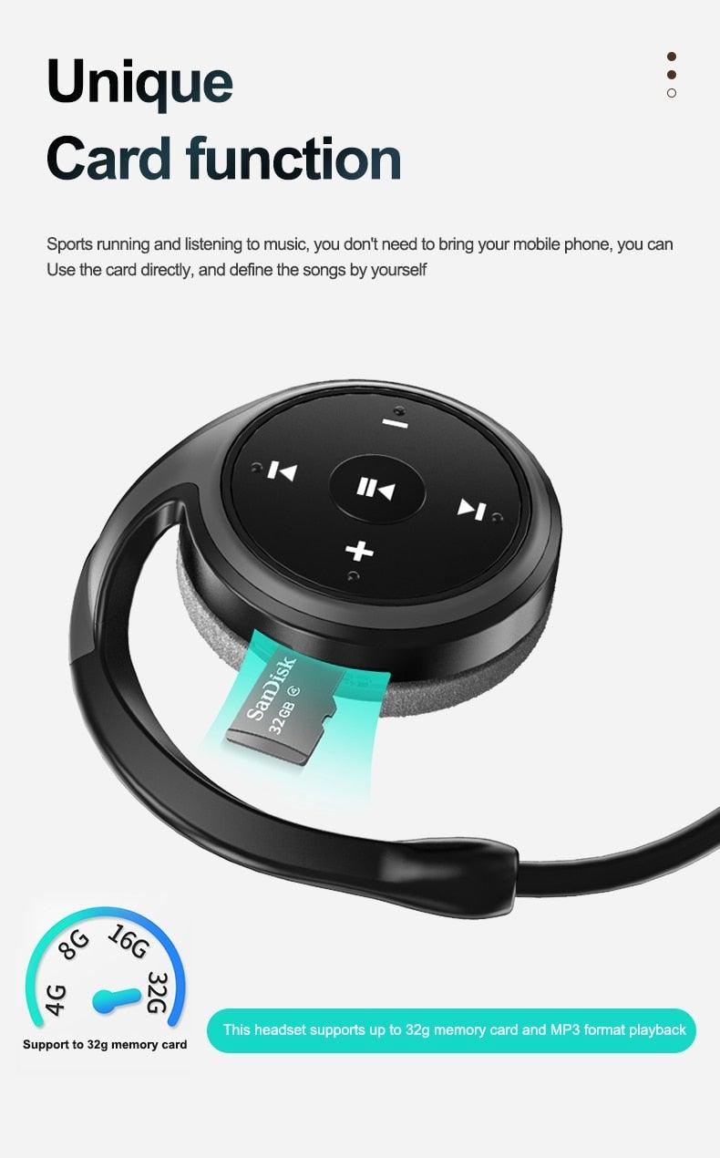 Écouteurs de sport sans fil avec lecteur de musique intégré, étanches à la sueur, radio FM, casque sans fil Bluetooth, écouteurs Bluetooth 5.0 pour le sport, l'extérieur, l'entraînement, mains libres pour la course à pied