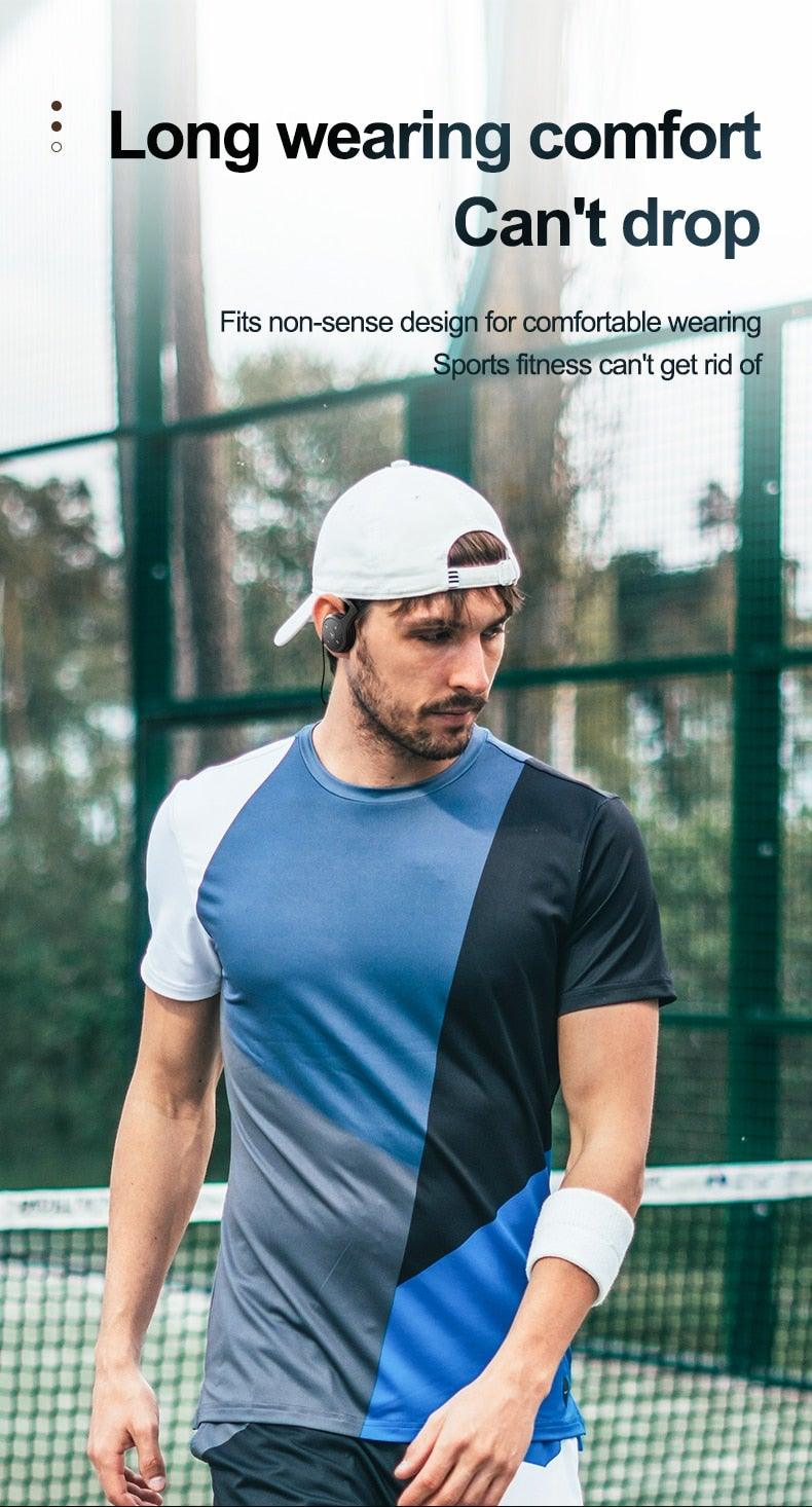 Écouteurs de sport sans fil avec lecteur de musique intégré, étanches à la sueur, radio FM, casque sans fil Bluetooth, écouteurs Bluetooth 5.0 pour le sport, l'extérieur, l'entraînement, mains libres pour la course à pied