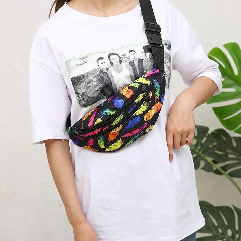 Sports Course Élégant Ceinture de Taille Sac Poitrine Imprimé Coloré Bandoulière Sac de Poitrine à la Mode Nouveau Sac de Poitrine de Voyage et d'Extérieur