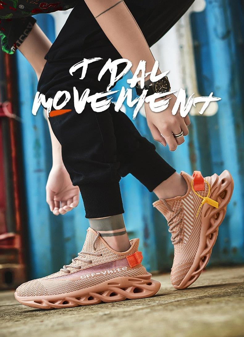 Baskets respirantes pour hommes printemps maille chaussures décontractées motif lame baskets Tenis été blanc extérieur course tennis lame baskets sport mode confortables décontractées gym