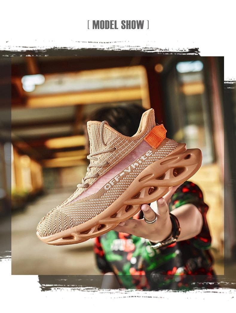 Baskets respirantes pour hommes printemps maille chaussures décontractées motif lame baskets Tenis été blanc extérieur course tennis lame baskets sport mode confortables décontractées gym