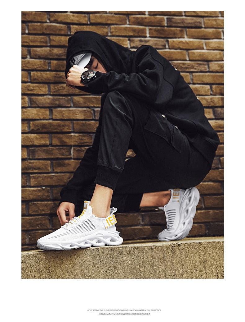 Baskets respirantes pour hommes printemps maille chaussures décontractées motif lame baskets Tenis été blanc extérieur course tennis lame baskets sport mode confortables décontractées gym