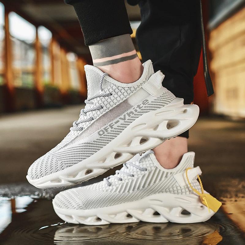 Baskets respirantes pour hommes printemps maille chaussures décontractées motif lame baskets Tenis été blanc extérieur course tennis lame baskets sport mode confortables décontractées gym