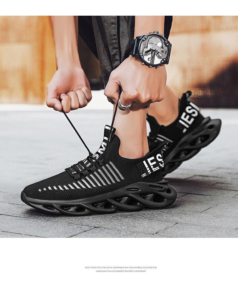 Baskets respirantes pour hommes printemps maille chaussures décontractées motif lame baskets Tenis été blanc extérieur course tennis lame baskets sport mode confortables décontractées gym