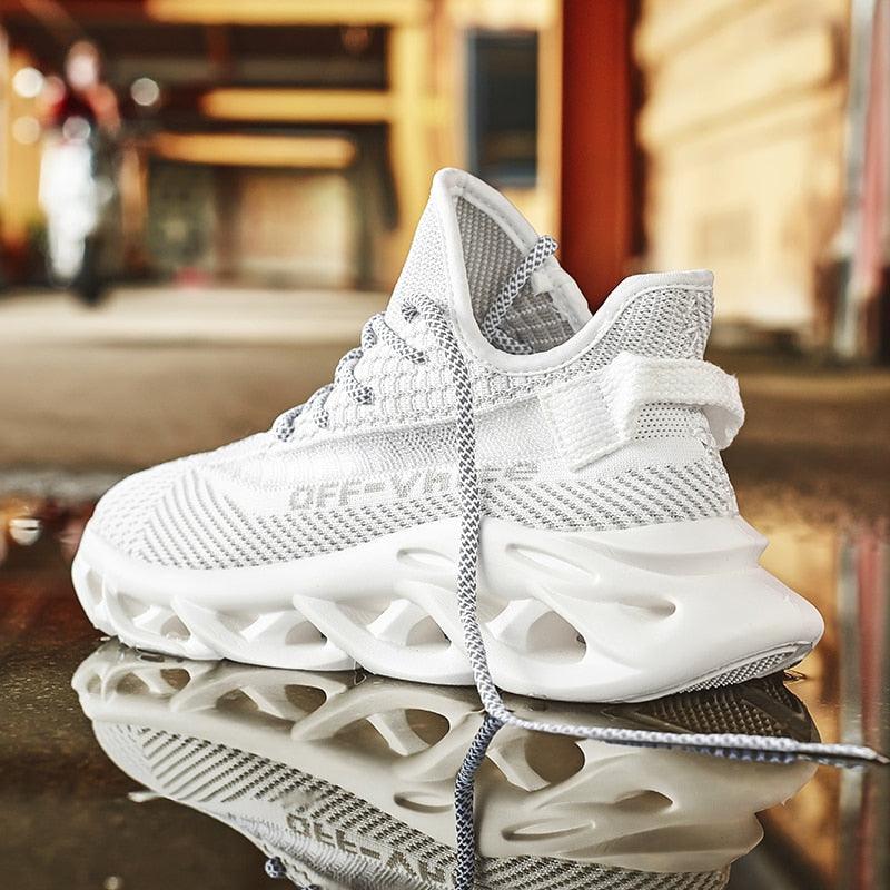 Baskets respirantes pour hommes printemps maille chaussures décontractées motif lame baskets Tenis été blanc extérieur course tennis lame baskets sport mode confortables décontractées gym