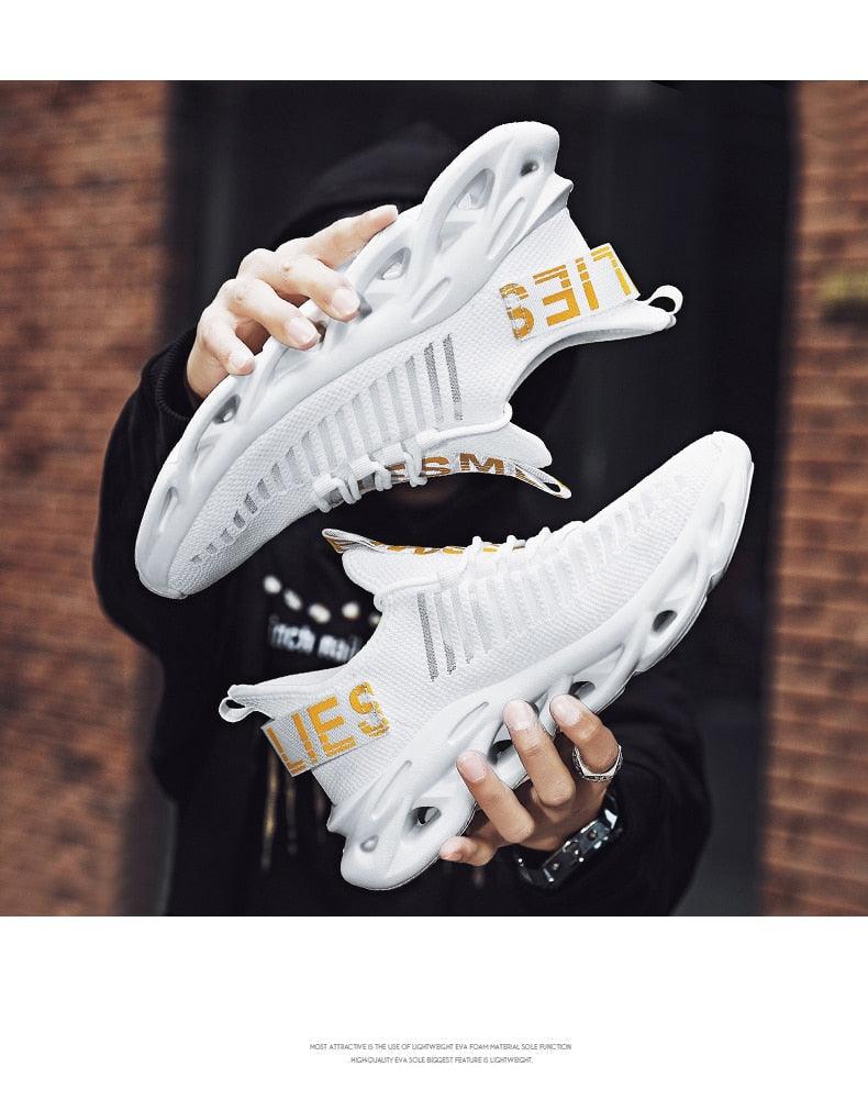 Baskets respirantes pour hommes printemps maille chaussures décontractées motif lame baskets Tenis été blanc extérieur course tennis lame baskets sport mode confortables décontractées gym