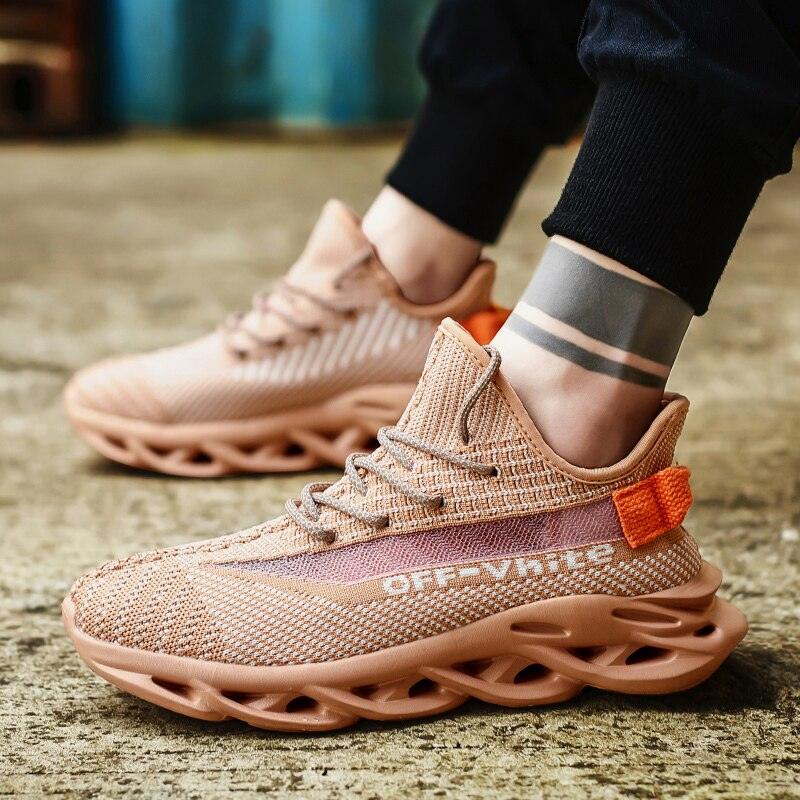 Baskets respirantes pour hommes printemps maille chaussures décontractées motif lame baskets Tenis été blanc extérieur course tennis lame baskets sport mode confortables décontractées gym