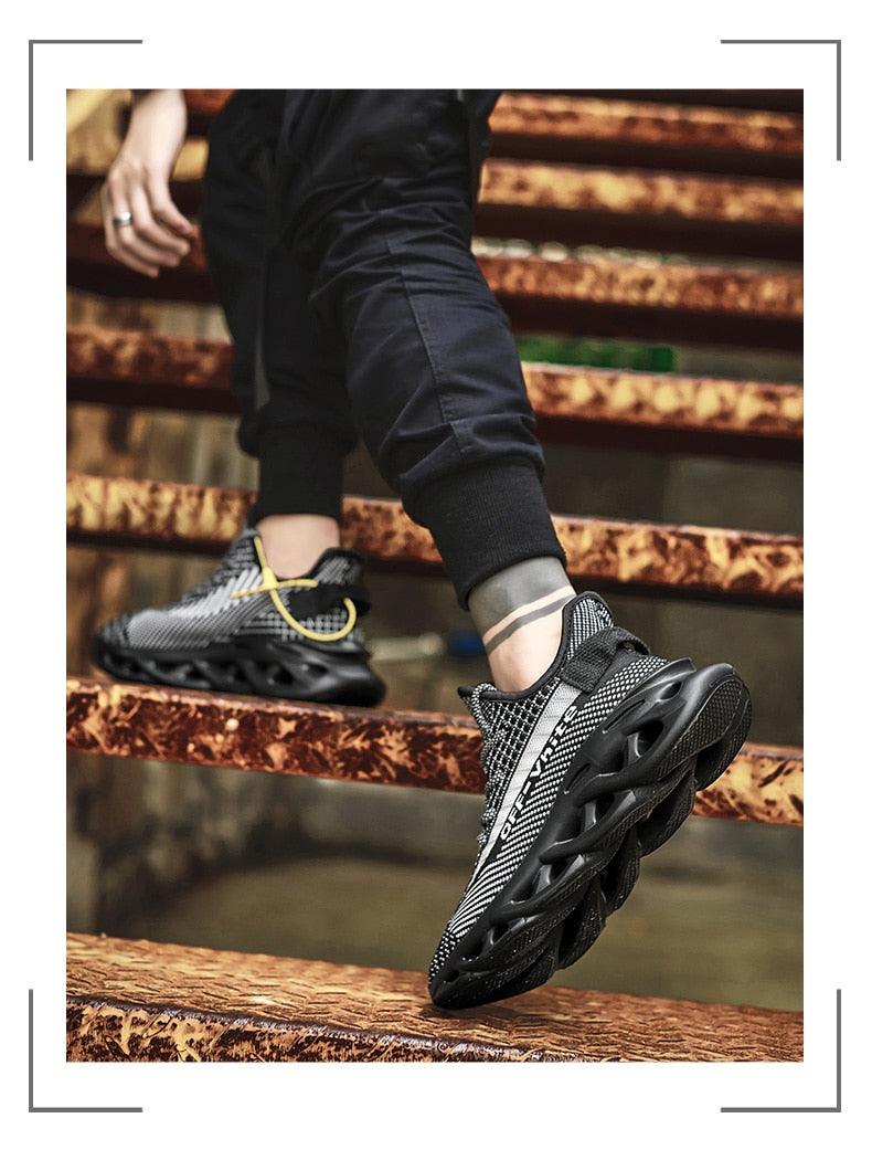 Baskets respirantes pour hommes printemps maille chaussures décontractées motif lame baskets Tenis été blanc extérieur course tennis lame baskets sport mode confortables décontractées gym