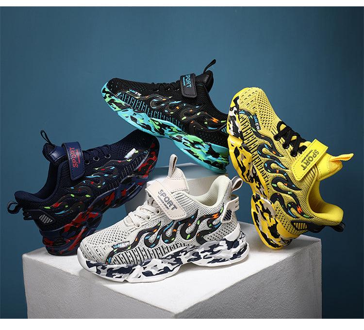 Baskets Enfant de Printemps en Maille Respirante Chaussures de Sport d'Extérieur Confortables pour Garçons Chaussures de Course Respirantes Légères pour Enfants Chaussures de Sport Athlétiques Décontractées à la Mode