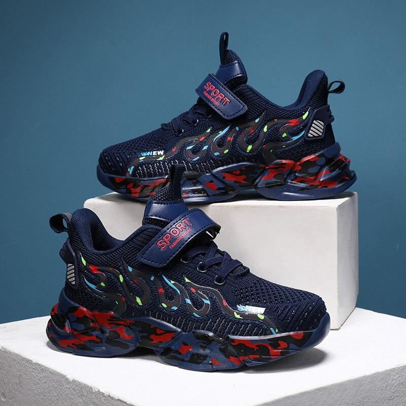 Baskets Enfant de Printemps en Maille Respirante Chaussures de Sport d'Extérieur Confortables pour Garçons Chaussures de Course Respirantes Légères pour Enfants Chaussures de Sport Athlétiques Décontractées à la Mode