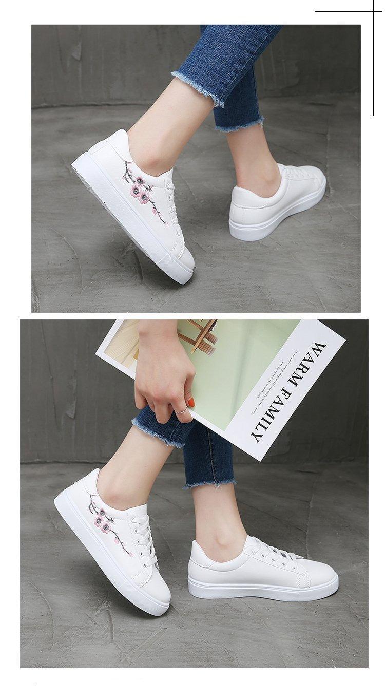 Baskets Respirantes Printemps Femme, Chaussures à Plateforme en Cuir pour Femme, Baskets Décontractées à Lacets, Baskets Blanches Tendance, Baskets à Plateforme en Cuir PU Blanc pour Femme, Baskets de Marche à Lacets