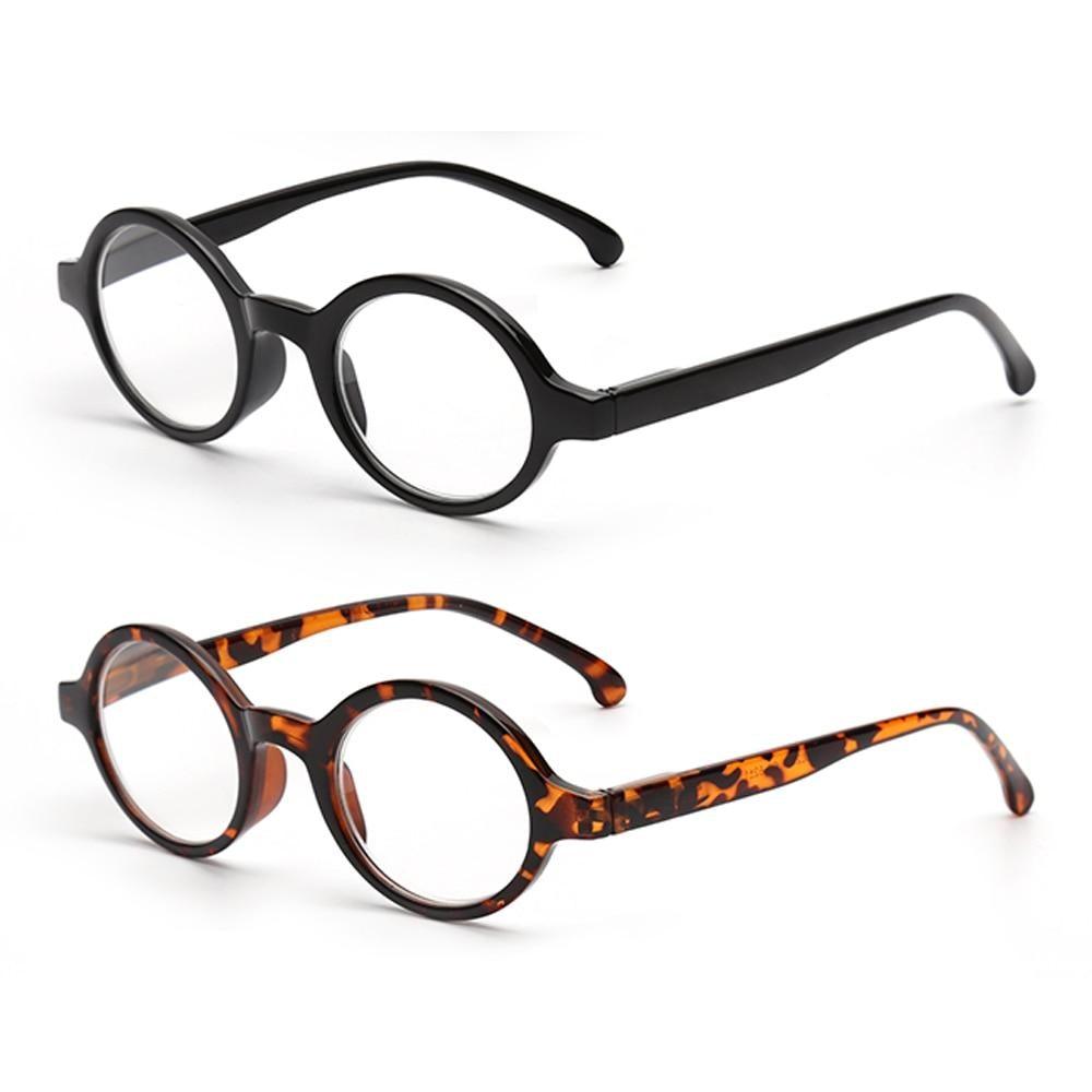 Lunettes de lecture à charnière à ressort, style rond, pour femmes et hommes, loupe à dioptrie, lunettes noires, lunettes de soleil pour dames, monture petite