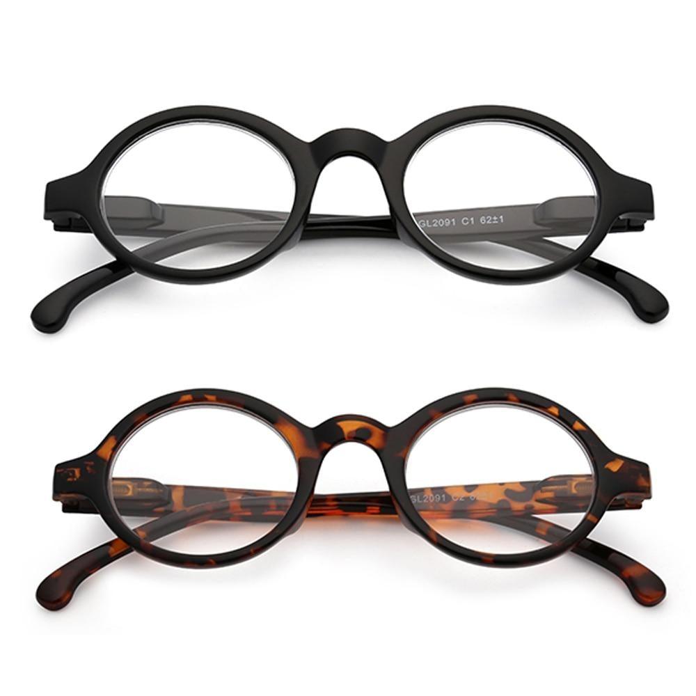Lunettes de lecture à charnière à ressort, style rond, pour femmes et hommes, loupe à dioptrie, lunettes noires, lunettes de soleil pour dames, monture petite