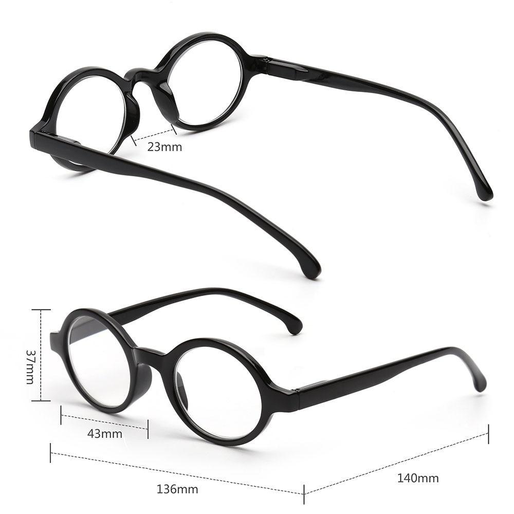 Lunettes de lecture à charnière à ressort, style rond, pour femmes et hommes, loupe à dioptrie, lunettes noires, lunettes de soleil pour dames, monture petite