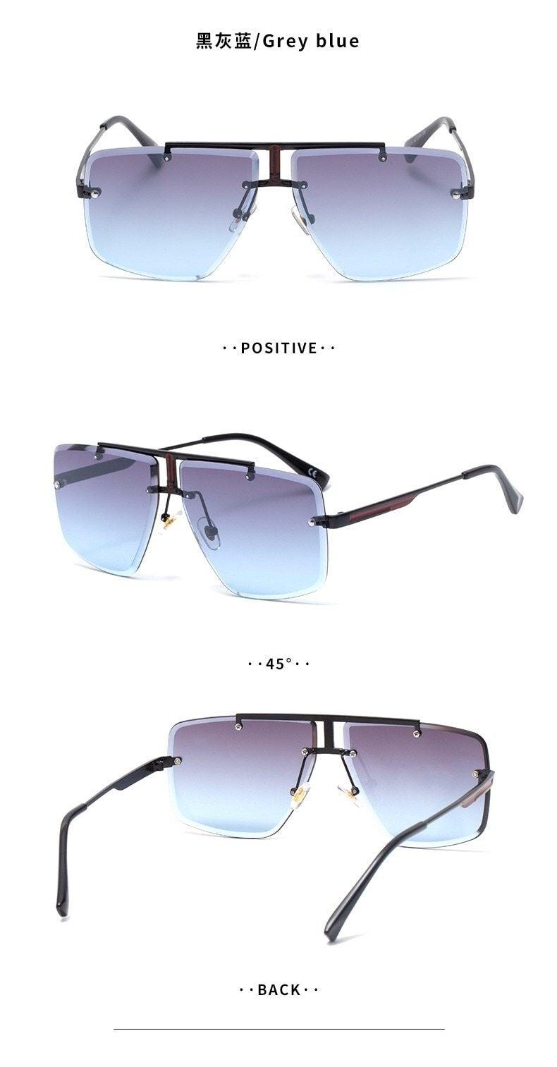 Lunettes de soleil carrées pour hommes, classiques, surdimensionnées, pour hommes et femmes, nouveau style streetwear à la mode, lunettes de soleil sans monture, nouvelles lunettes de soleil carrées populaires pour hommes et femmes