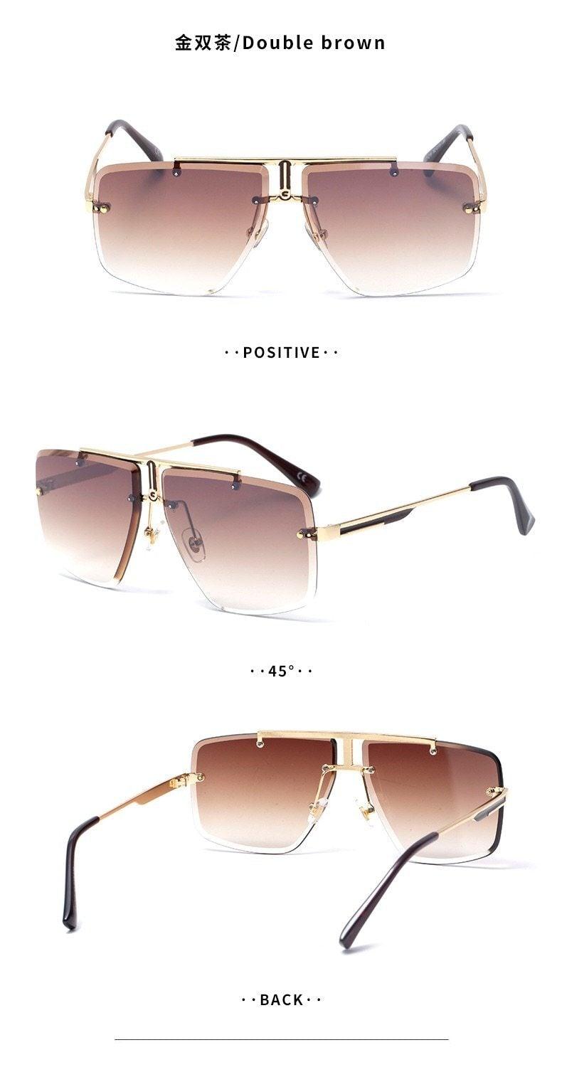 Lunettes de soleil carrées pour hommes, classiques, surdimensionnées, pour hommes et femmes, nouveau style streetwear à la mode, lunettes de soleil sans monture, nouvelles lunettes de soleil carrées populaires pour hommes et femmes