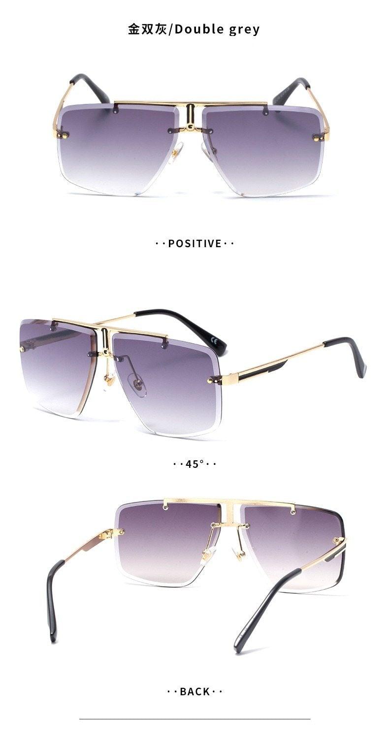 Lunettes de soleil carrées pour hommes, classiques, surdimensionnées, pour hommes et femmes, nouveau style streetwear à la mode, lunettes de soleil sans monture, nouvelles lunettes de soleil carrées populaires pour hommes et femmes