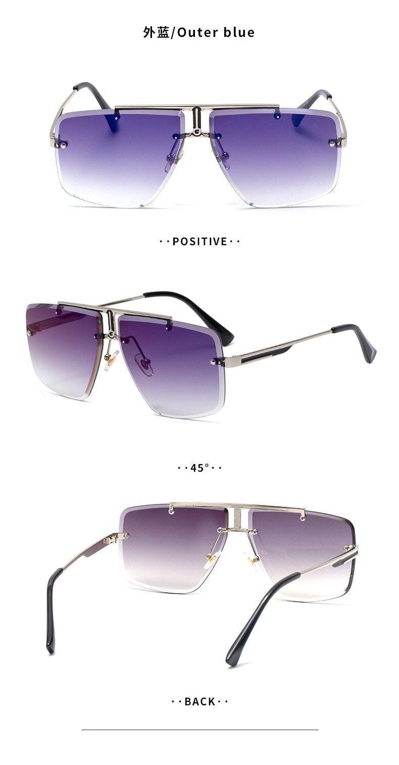 Lunettes de soleil carrées pour hommes, classiques, surdimensionnées, pour hommes et femmes, nouveau style streetwear à la mode, lunettes de soleil sans monture, nouvelles lunettes de soleil carrées populaires pour hommes et femmes