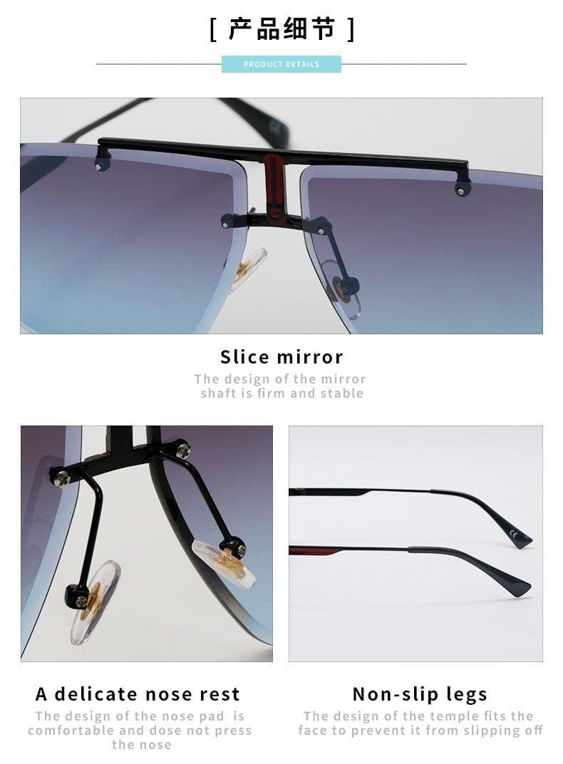 Lunettes de soleil carrées pour hommes, classiques, surdimensionnées, pour hommes et femmes, nouveau style streetwear à la mode, lunettes de soleil sans monture, nouvelles lunettes de soleil carrées populaires pour hommes et femmes
