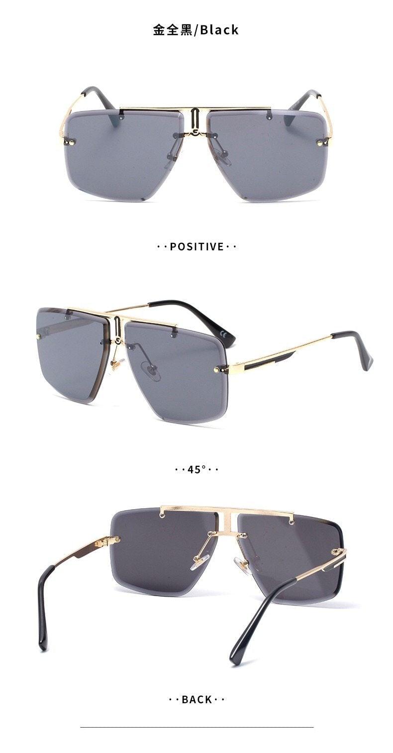 Lunettes de soleil carrées pour hommes, classiques, surdimensionnées, pour hommes et femmes, nouveau style streetwear à la mode, lunettes de soleil sans monture, nouvelles lunettes de soleil carrées populaires pour hommes et femmes