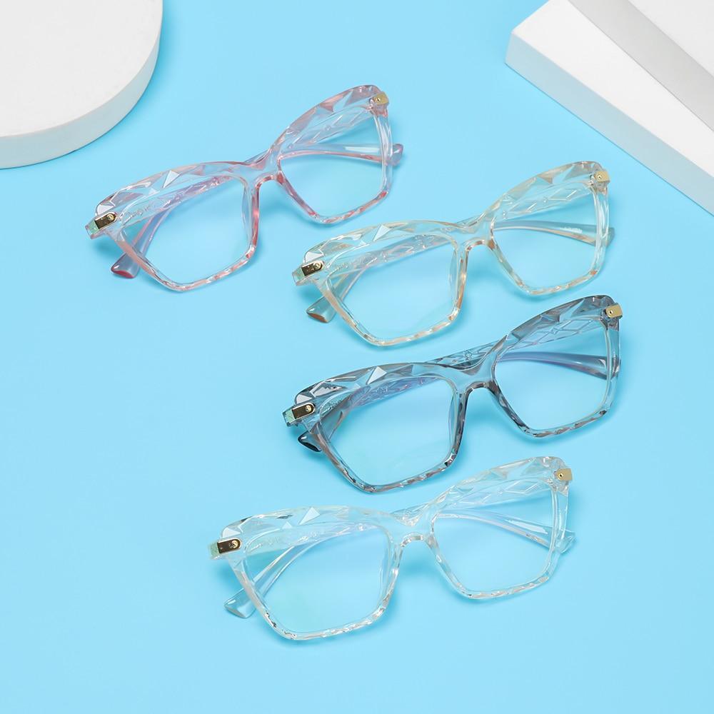 Lunettes de lecture carrées pour femmes, monture en cristal multi-sections, lunettes d'ordinateur optiques, lunettes de lecture au design carré pour femmes, lunettes de lecture d'ordinateur anti-lumière bleue pour hommes et femmes