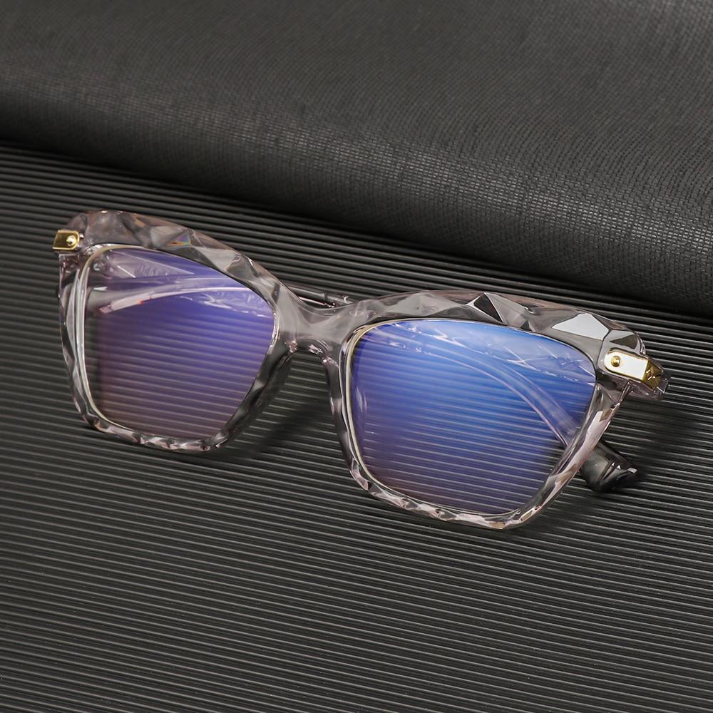 Lunettes de lecture carrées pour femmes, monture en cristal multi-sections, lunettes d'ordinateur optiques, lunettes de lecture au design carré pour femmes, lunettes de lecture d'ordinateur anti-lumière bleue pour hommes et femmes