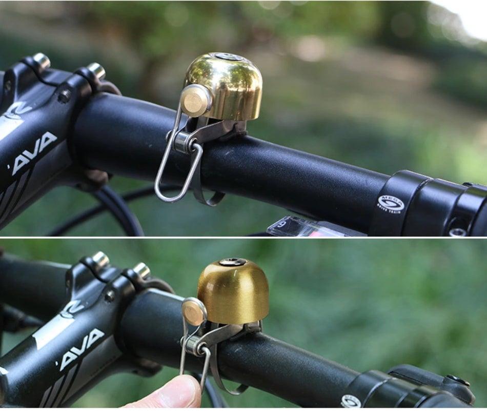 Sonnette de vélo en acier inoxydable, avertisseur sonore, cloche de guidon ordinaire, son clair, sonnette d'alarme de sécurité pour vélo avec plaque de verrouillage de montage, sonnette de vélo classique pour vélo de route, VTT, sport