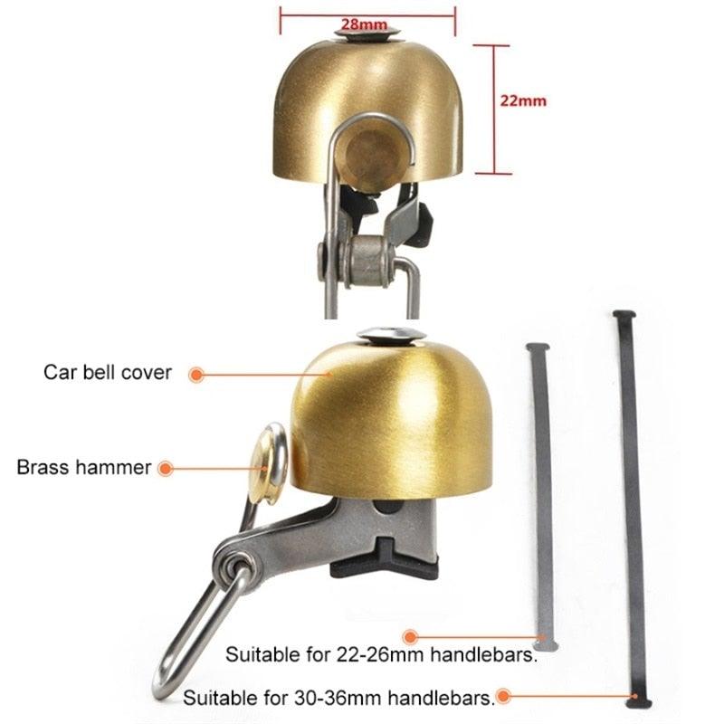 Sonnette de vélo en acier inoxydable, avertisseur sonore, cloche de guidon ordinaire, son clair, sonnette d'alarme de sécurité pour vélo avec plaque de verrouillage de montage, sonnette de vélo classique pour vélo de route, VTT, sport