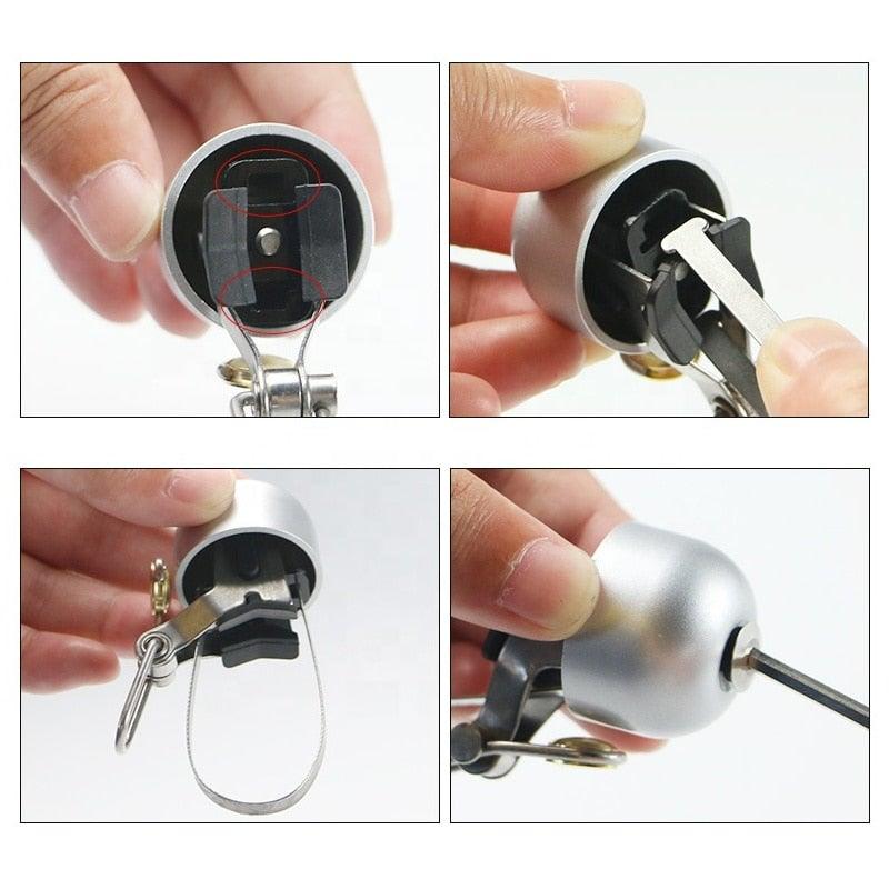 Sonnette de vélo en acier inoxydable, avertisseur sonore, cloche de guidon ordinaire, son clair, sonnette d'alarme de sécurité pour vélo avec plaque de verrouillage de montage, sonnette de vélo classique pour vélo de route, VTT, sport