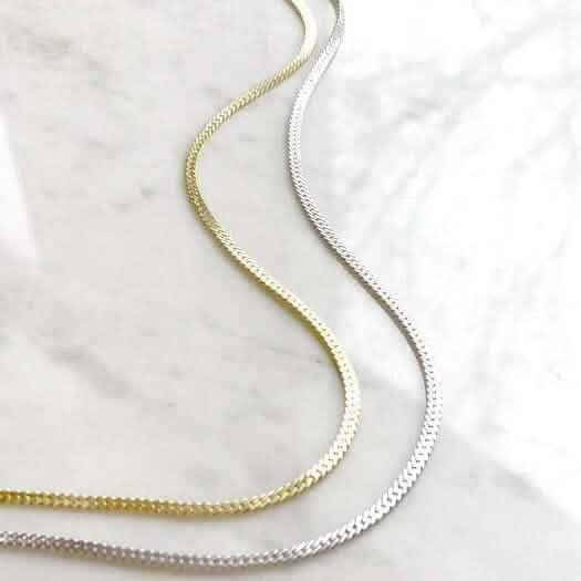 Collier chaîne serpent plate en acier inoxydable