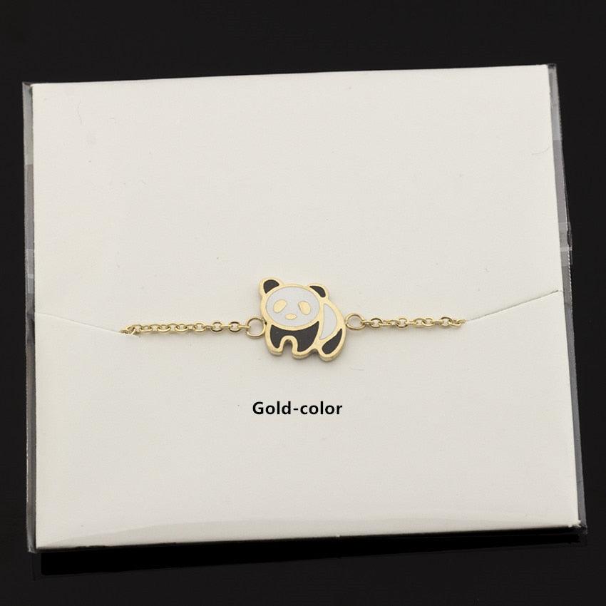 Acier Inoxydable Or Mignon Panda Manchette Bracelet Femmes Mode Bijoux Breloque Animal Panda Bracelet Pour Femmes Argent Sterling Panda Bracelets Mignons Bijoux Animaux Cadeaux Pour Femmes Filles