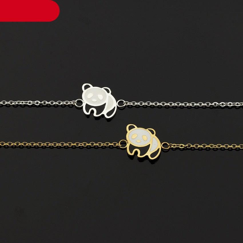 Acier Inoxydable Or Mignon Panda Manchette Bracelet Femmes Mode Bijoux Breloque Animal Panda Bracelet Pour Femmes Argent Sterling Panda Bracelets Mignons Bijoux Animaux Cadeaux Pour Femmes Filles