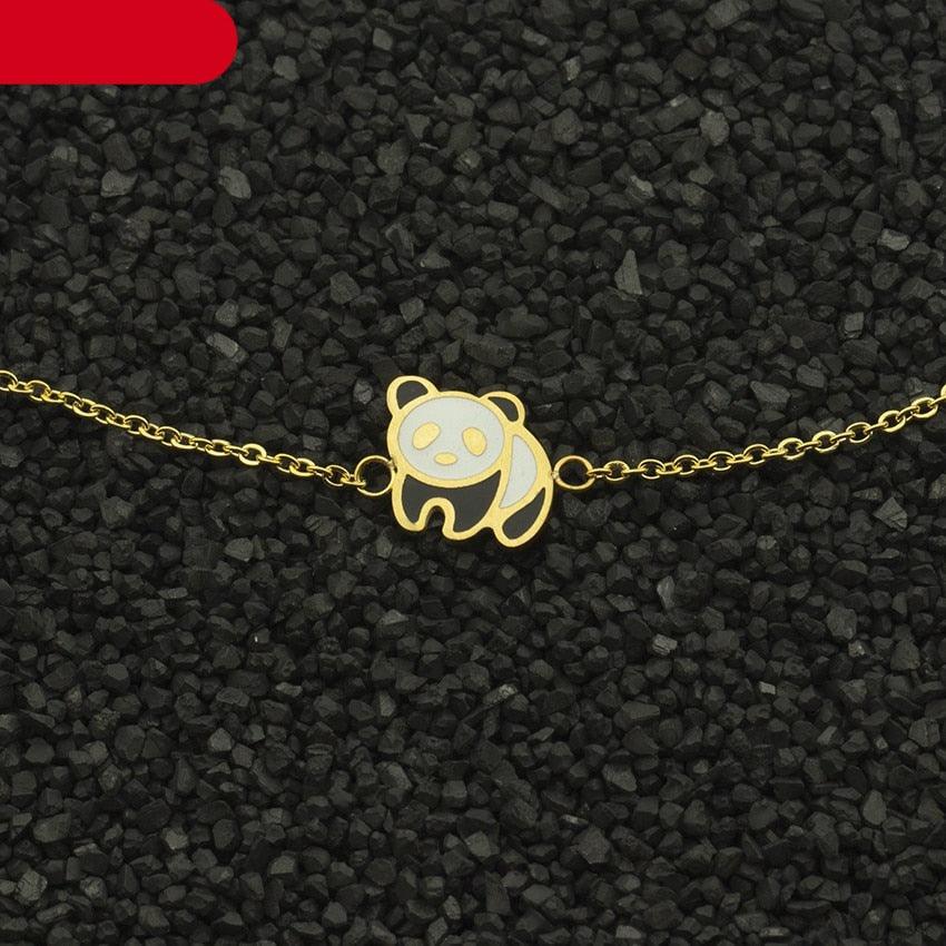 Acier Inoxydable Or Mignon Panda Manchette Bracelet Femmes Mode Bijoux Breloque Animal Panda Bracelet Pour Femmes Argent Sterling Panda Bracelets Mignons Bijoux Animaux Cadeaux Pour Femmes Filles