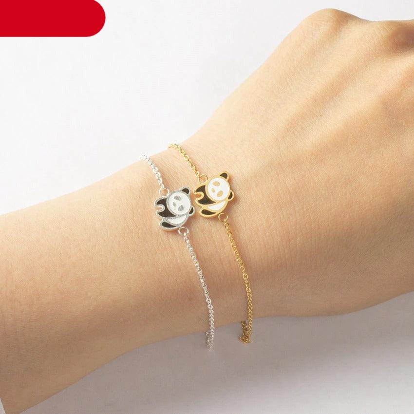 Acier Inoxydable Or Mignon Panda Manchette Bracelet Femmes Mode Bijoux Breloque Animal Panda Bracelet Pour Femmes Argent Sterling Panda Bracelets Mignons Bijoux Animaux Cadeaux Pour Femmes Filles