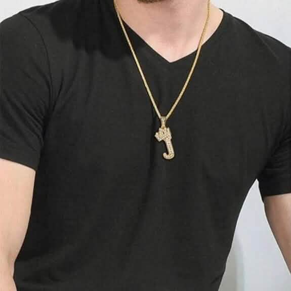 Collier Lettres A-Z Couronne Hip-Hop en Acier Inoxydable Plaqué Or pour Hommes et Femmes