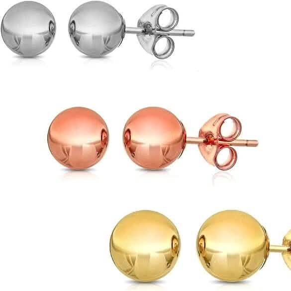 Boucles d'oreilles clous en acier inoxydable hypoallergénique en forme de boule