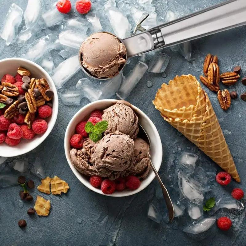 Cuillère à glace en acier inoxydable, un bon outil de cuillère en métal pour la cuisine, pour faire des boulettes de viande/boules de melon/pastèque/fruits, cuillère à mesurer pour la cuisson.