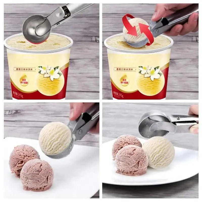 Cuillère à glace en acier inoxydable, un bon outil de cuillère en métal pour la cuisine, pour faire des boulettes de viande/boules de melon/pastèque/fruits, cuillère à mesurer pour la cuisson.