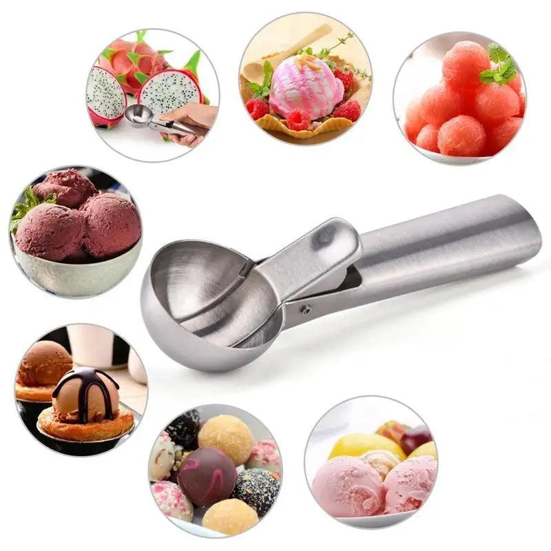 Cuillère à glace en acier inoxydable, un bon outil de cuillère en métal pour la cuisine, pour faire des boulettes de viande/boules de melon/pastèque/fruits, cuillère à mesurer pour la cuisson.