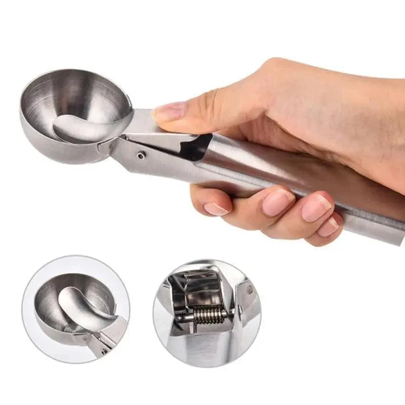 Cuillère à glace en acier inoxydable, un bon outil de cuillère en métal pour la cuisine, pour faire des boulettes de viande/boules de melon/pastèque/fruits, cuillère à mesurer pour la cuisson.