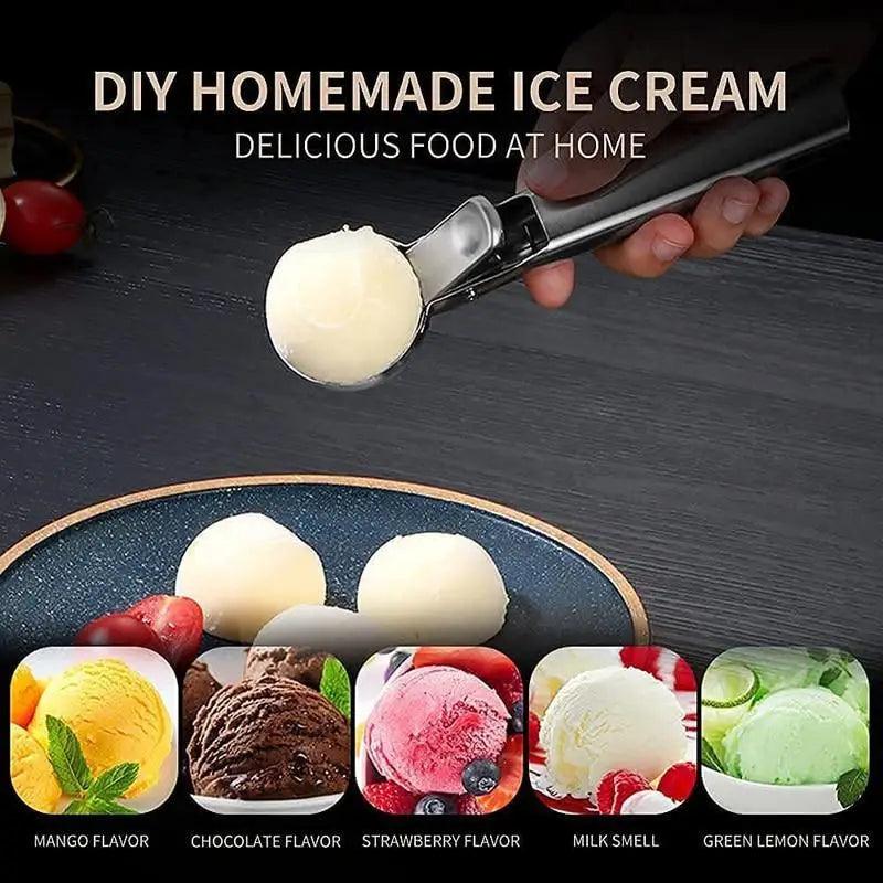 Cuillère à glace en acier inoxydable, un bon outil de cuillère en métal pour la cuisine, pour faire des boulettes de viande/boules de melon/pastèque/fruits, cuillère à mesurer pour la cuisson.