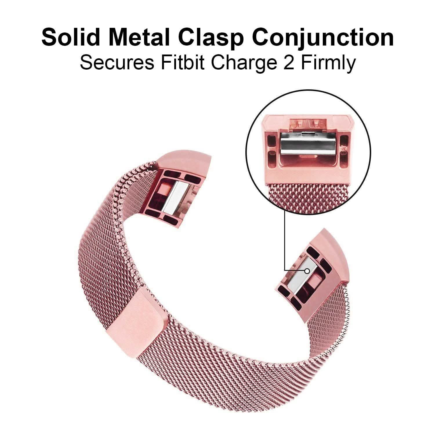 Bracelet milanais en acier inoxydable pour Fitbit Charge 2
