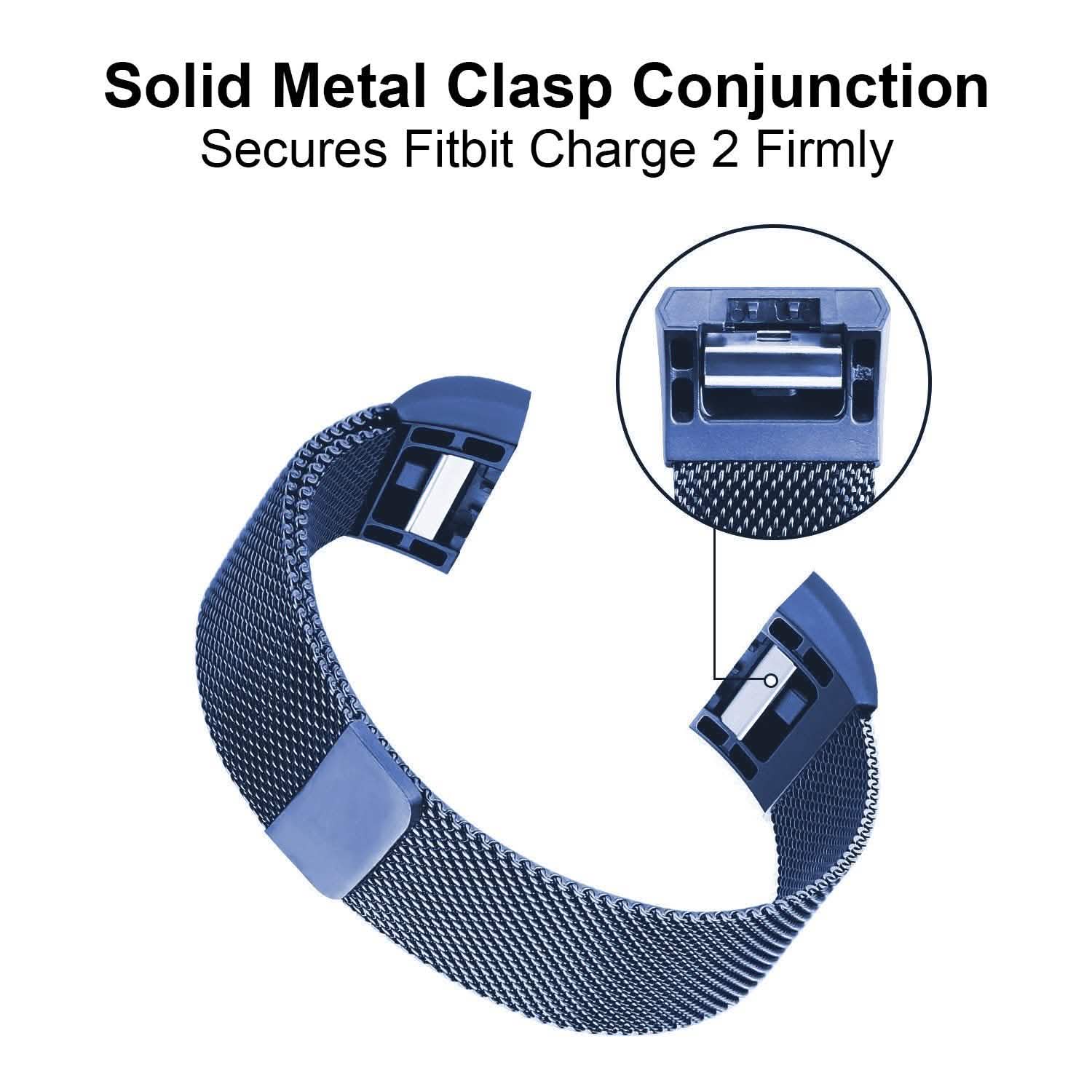 Bracelet milanais en acier inoxydable pour Fitbit Charge 2