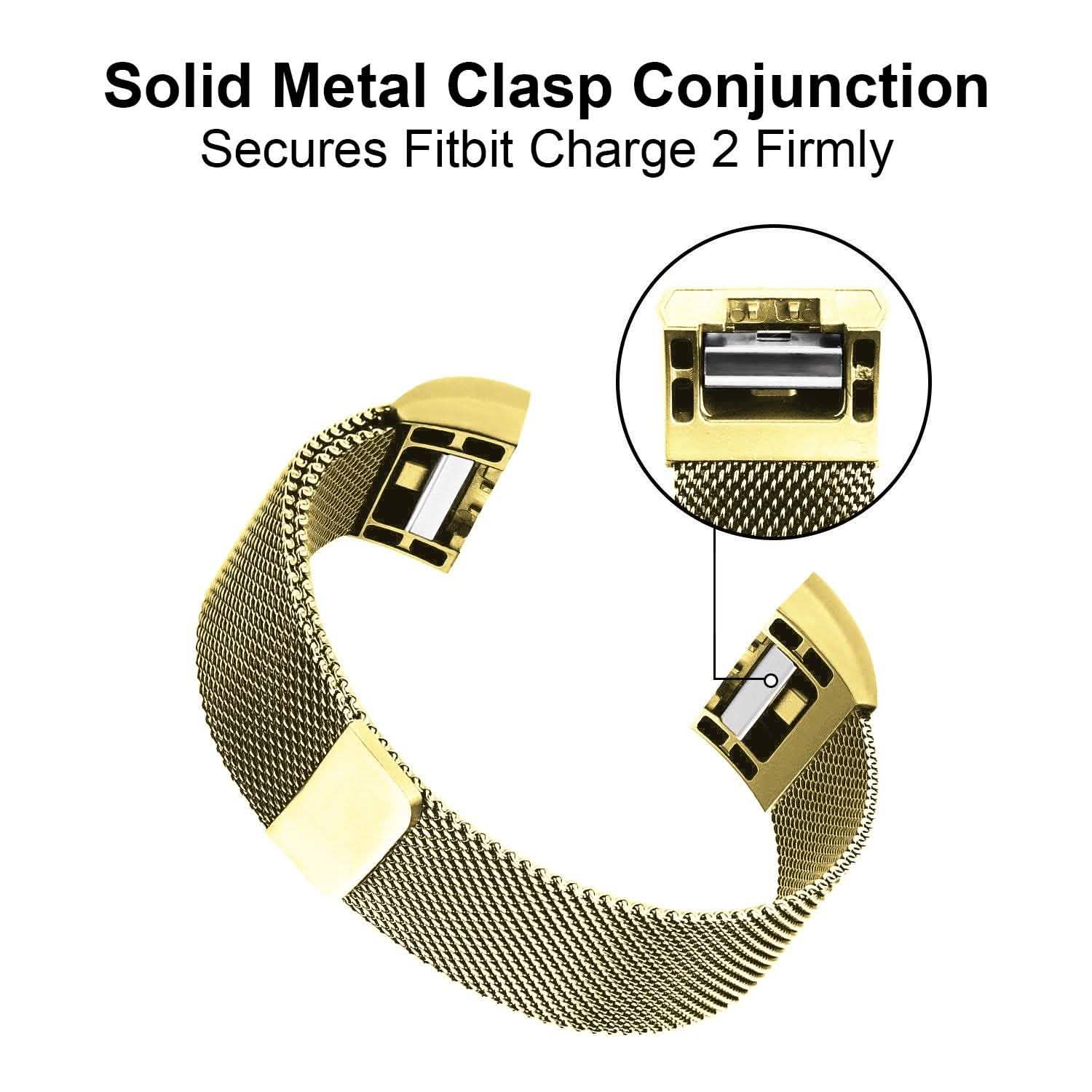 Bracelet milanais en acier inoxydable pour Fitbit Charge 2