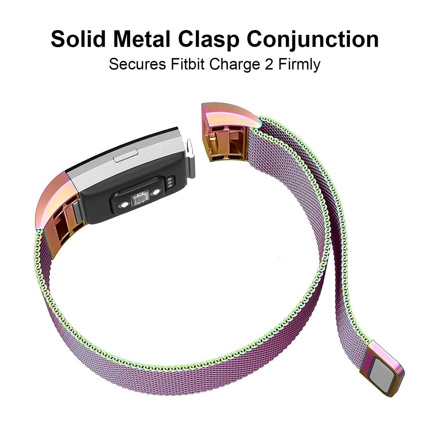 Bracelet milanais en acier inoxydable pour Fitbit Charge 2