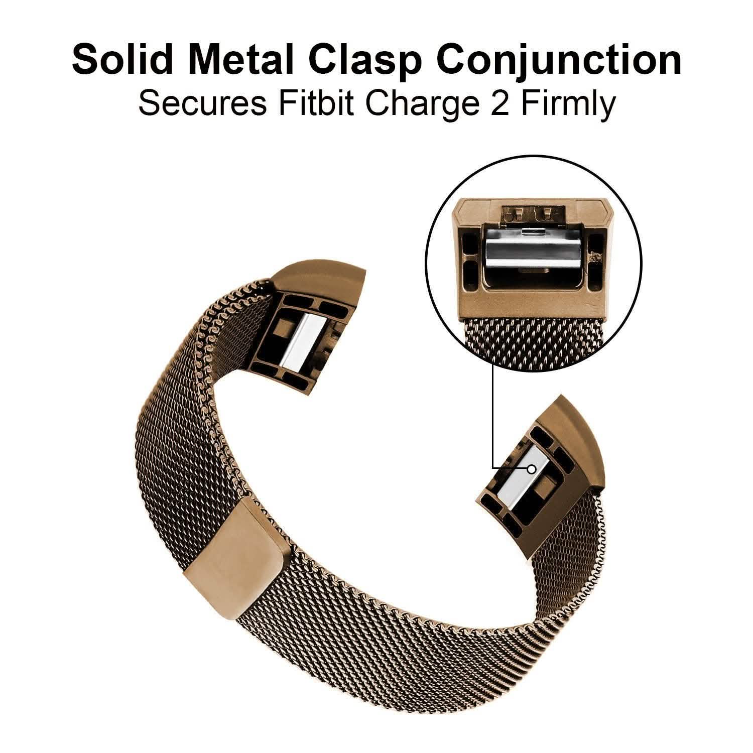 Bracelet milanais en acier inoxydable pour Fitbit Charge 2