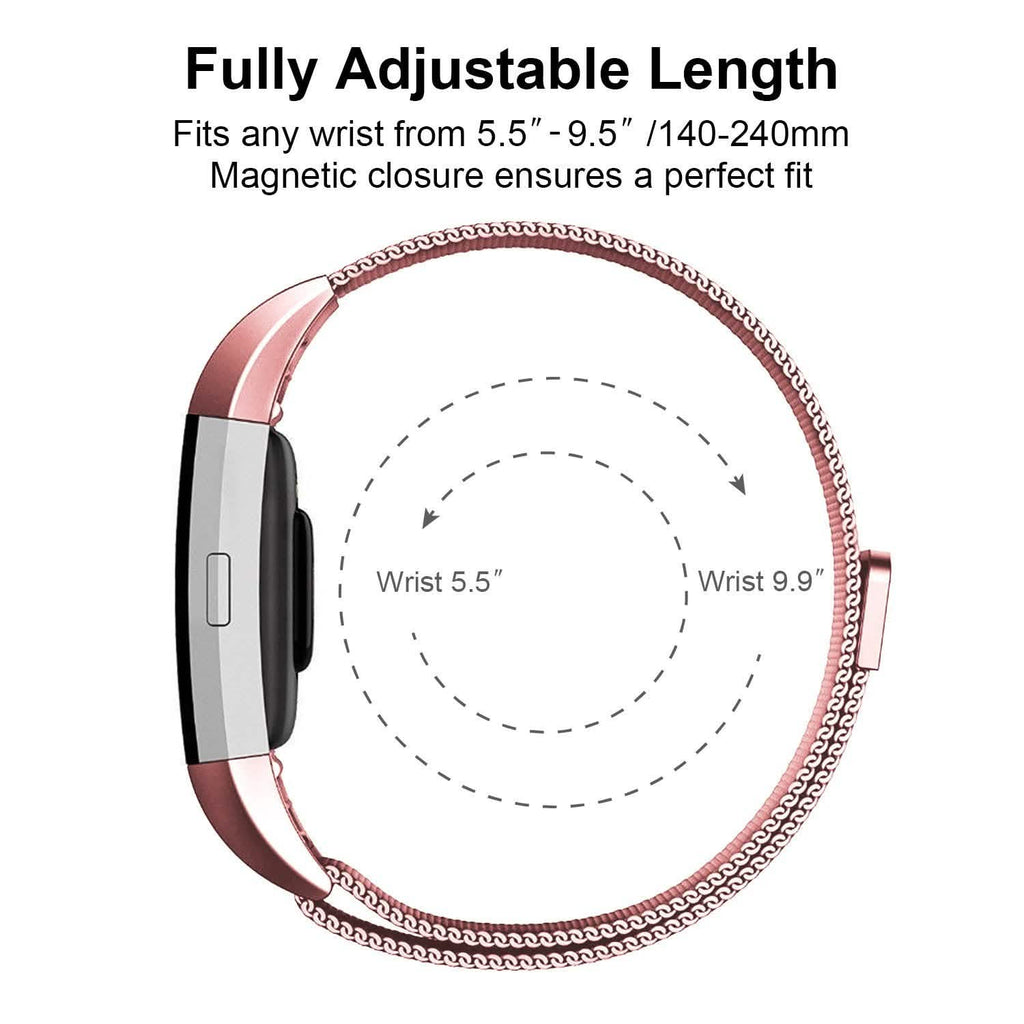 Bracelet milanais en acier inoxydable pour Fitbit Charge 2