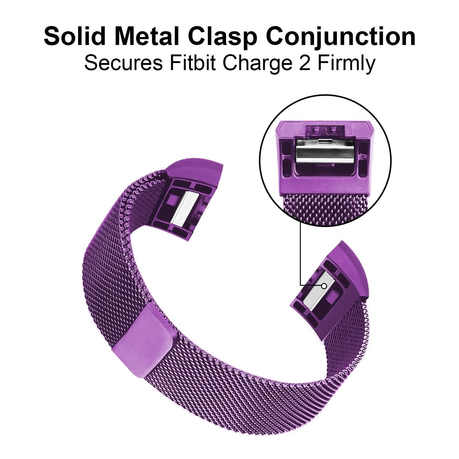 Bracelet milanais en acier inoxydable pour Fitbit Charge 2